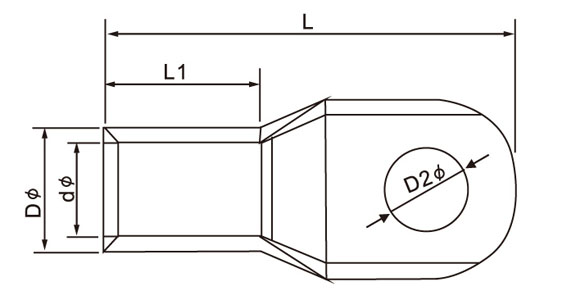 Non-insulated Spade terminal supplier_Copper Tube Lug(SC)  Drawing